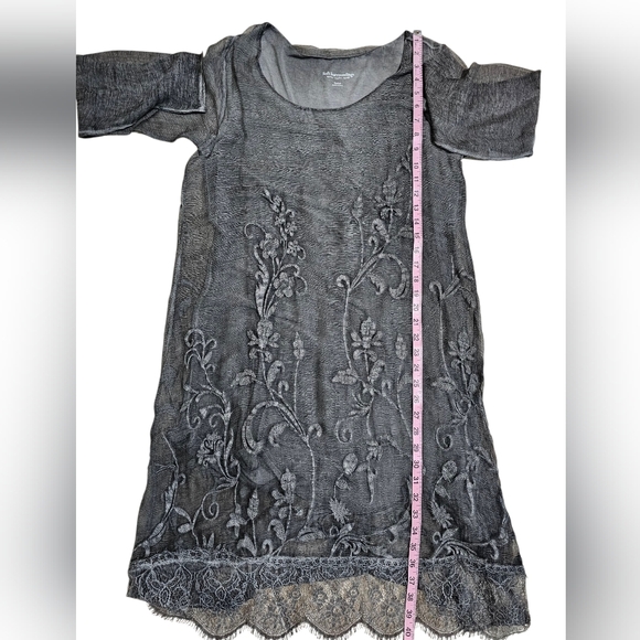 Soft Surroundings Women's Gray Burnout Lace Dress Medium NWT Embroidered Boho - Picture 7 of 8